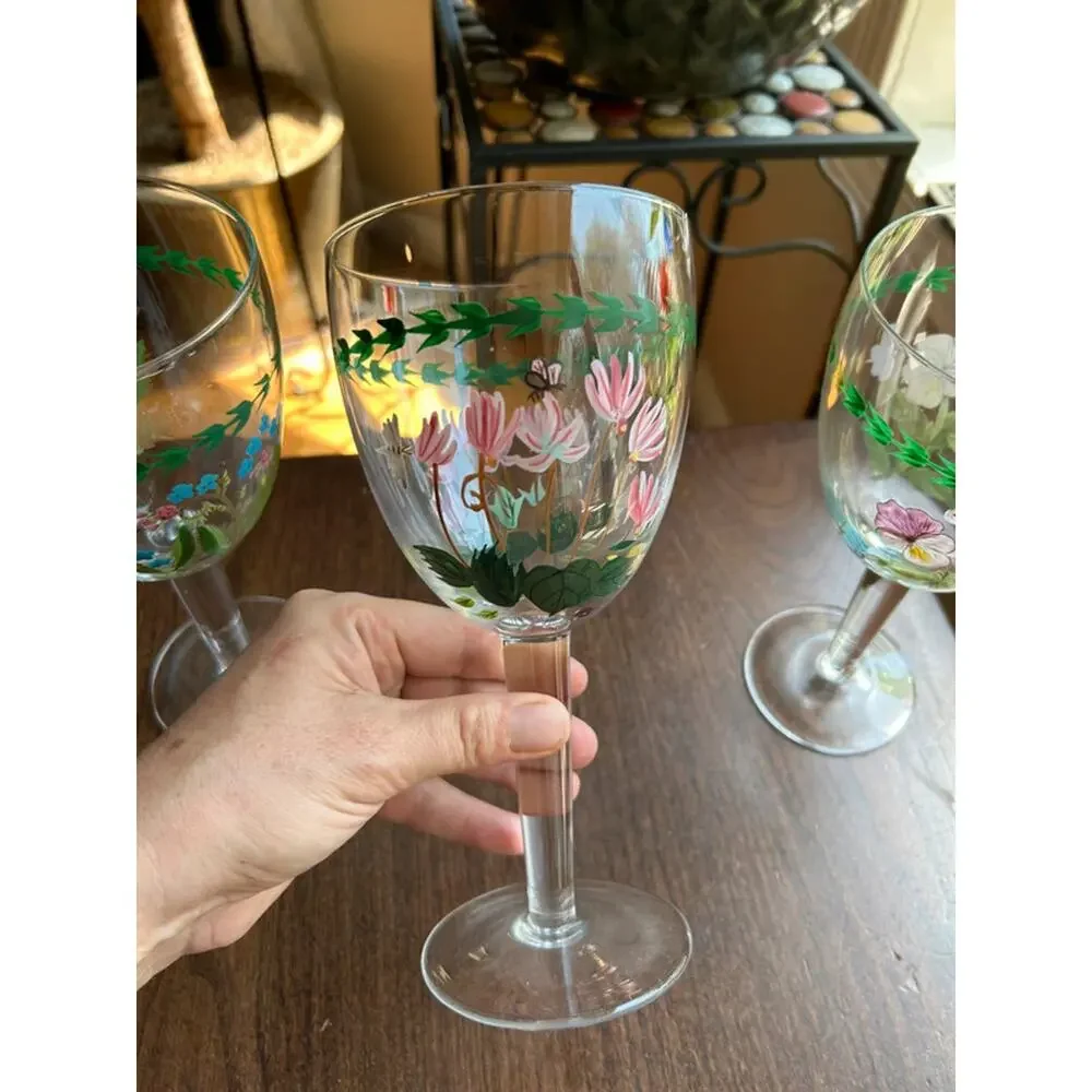 5 Portmeirion Botanic Garden Rhododendron hand painted 16 oz goblet 8